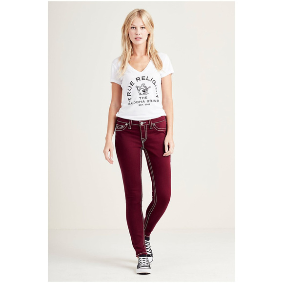 True Religion Women's Deep V Neck Tee T-Shirt - Picture 4 of 4
